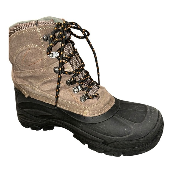 Totes Taupe Men's Waterproof Shell Snow Boots SZ: 10 Brow Black Winter Boots - Picture 2 of 15